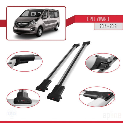 Compatible avec Opel Vivaro B 2014-2019 FLY Model Barres de Toit Railing Porte-Bagages de Voiture Gris Aluminium 2 Barres