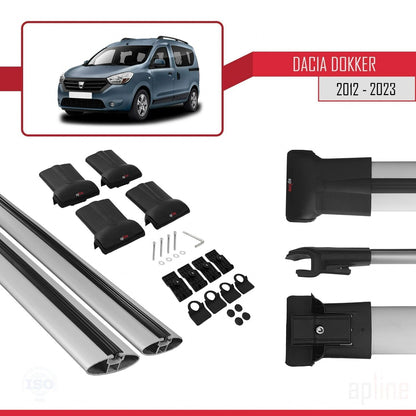 Compatibile con Dacia Dokker 2012-2023 FLY Barre portatutto modello Railing Portapacchi per auto GRIGIO