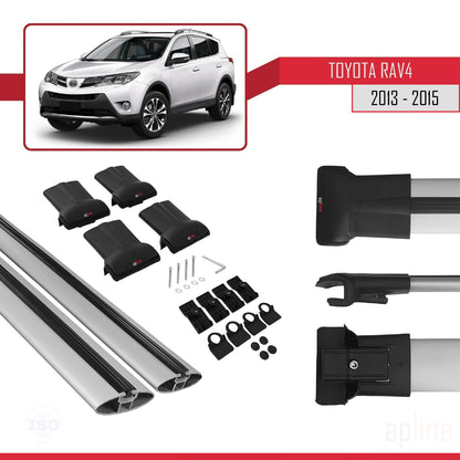 Compatible avec Toyota RAV4 IV (XA40) Pre-Facelift 2013-2015 FLY Model Barres de Toit Railing Porte-Bagages de Voiture Gris Aluminium 2 Barres