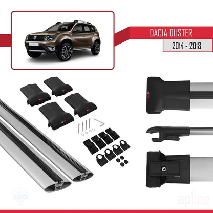 Compatibile con Dacia Duster (HS) Post-Facelift 2014-2017 modello FLY Barre portatutto per auto Portapacchi in alluminio grigio 2 barre