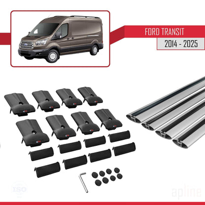 Compatibile con Ford Transit 2014-2025 modello FLY Barre portatutto per auto Portapacchi in alluminio grigio 4 barre