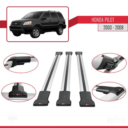Compatibile con Honda Pilot 2003-2008 modello FLY Barre portatutto per auto Portapacchi in alluminio grigio 3 barre