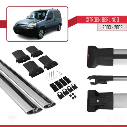 Compatibile con Citroen Berlingo (M59) 2003-2008 modello FLY Barre portatutto per auto Portapacchi in alluminio grigio 2 barre