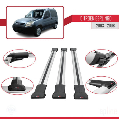 Compatibile con Citroen Berlingo (M59) 2003-2008 modello FLY Barre portatutto per auto Portapacchi in alluminio grigio 3 barre