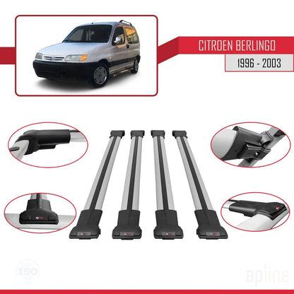 Compatibile con Citroen Berlingo (M49) 1996-2003 modello FLY Barre portatutto per auto Portapacchi in alluminio grigio 4 barre
