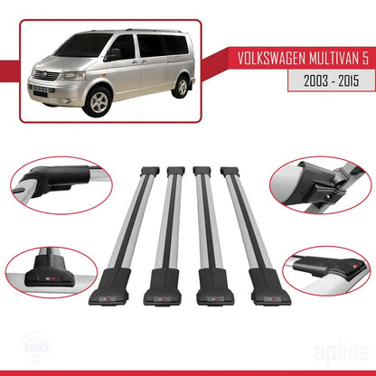 Compatible avec Volkswagen T5 Multivan 2003-2015 FLY Model Barres de Toit Railing Porte-Bagages de Voiture Gris Aluminium 4 Barres