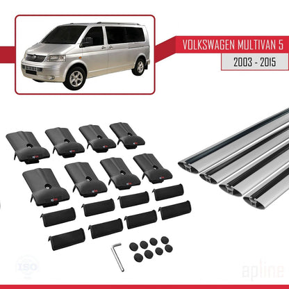 Compatible avec Volkswagen T5 Multivan 2003-2015 FLY Model Barres de Toit Railing Porte-Bagages de Voiture Gris Aluminium 4 Barres