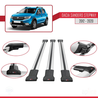 Compatibile con Dacia Sandero Stepway 2 2012-2020 modello FLY Barre portatutto per auto Portapacchi in alluminio grigio 3 barre