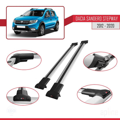 Compatibile con Dacia Sandero Stepway 2 2012-2020 modello FLY Barre portatutto per auto Portapacchi in alluminio grigio 2 barre