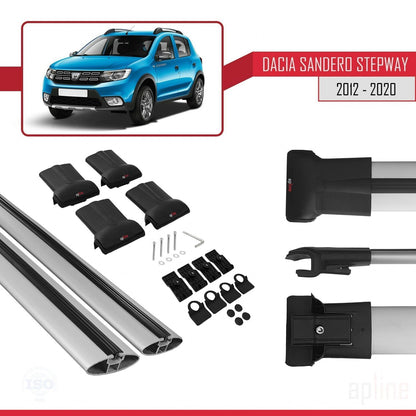 Compatibile con Dacia Sandero Stepway 2 2012-2020 modello FLY Barre portatutto per auto Portapacchi in alluminio grigio 2 barre