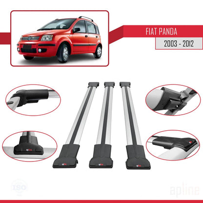 Compatibile con Fiat Panda 2 (169) 2003-2012 Modello FLY Barre Portatutto Railing Portapacchi Auto Alluminio Grigio 3 Barre