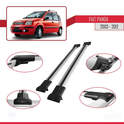 Compatibile con Fiat Panda 2 (169) 2003-2012 Modello FLY Barre Portatutto Railing Portapacchi Auto Alluminio Grigio 2 Barre