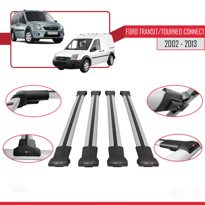 Compatibile con Ford Transit/Tourneo Connect 2002-2013 modello FLY Barre portatutto per auto Portapacchi in alluminio grigio 4 barre