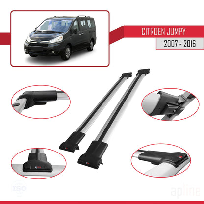 Compatibile con Citroen Jumpy 2 (G9) 2007-2016 modello FLY Barre portatutto per auto Portapacchi in alluminio grigio 2 barre