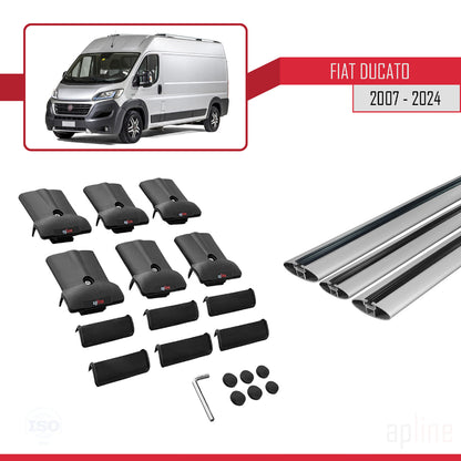 Compatibile con Fiat Ducato 3 2007-2025 Modello FLY Barre Portatutto Railing Portapacchi Auto Alluminio Grigio 3 Barre