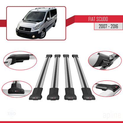 Compatibile con Fiat Scudo 2 2007-2016 Modello FLY Barre Portatutto Railing Portapacchi Auto Alluminio Grigio 4 Barre