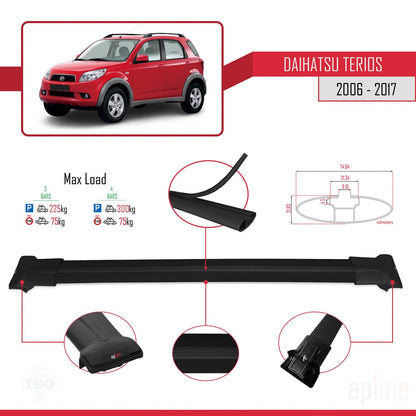 Compatibile con Daihatsu Terios 2 (J200) 2006-2017 modello FLY Barre portatutto per auto Portapacchi in alluminio nero 3 barre