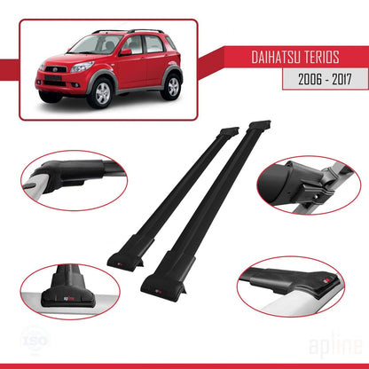 Compatibile con Daihatsu Terios 2 (J200) 2006-2017 modello FLY Barre portatutto per auto Portapacchi in alluminio nero 2 barre