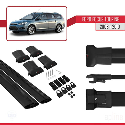 Compatibile con Ford Focus 2 (C307) Turnier 2008-2010 modello FLY Barre portatutto per auto Portapacchi in alluminio nero 2 barre