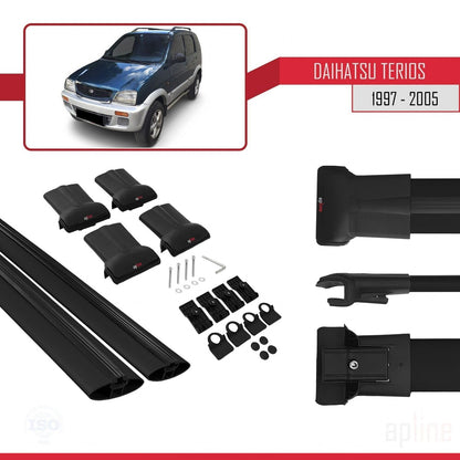 Compatibile con Daihatsu Terios (J100) 1997-2005 modello FLY Barre portatutto per auto Portapacchi in alluminio nero 2 barre