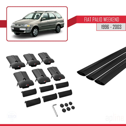 Compatibile con Fiat Palio (178) Weekend 1996-2003 Modello FLY Barre Portatutto Railing Portapacchi Auto Alluminio Nero 3 Barre