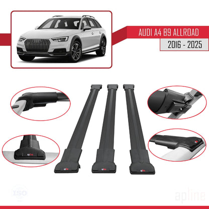 Compatibile con A4 (B9) Allroad 2016-2025 modello FLY Barre portatutto per auto Portapacchi in alluminio nero 3 barre