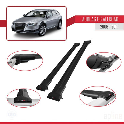 Compatibile con A6 (C6) Allroad 2006-2011 modello FLY Barre portatutto per auto Portapacchi in alluminio nero 2 barre