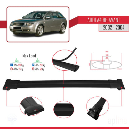 Compatible avec A4 (B6) Avant 2002-2004 FLY Model Barres de Toit Railing Porte-Bagages de Voiture Noir Aluminium 2 Barres