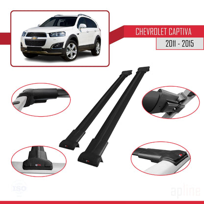 Compatibile con Chevrolet Captiva 2011-2015 modello FLY Barre portatutto per auto Portapacchi in alluminio nero 2 barre