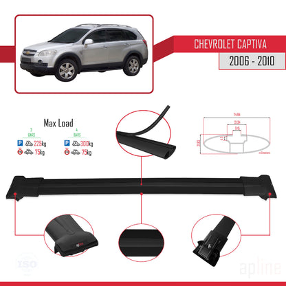 Compatibile con Chevrolet Captiva 2006-2010 modello FLY Barre portatutto per auto Portapacchi in alluminio nero 3 barre