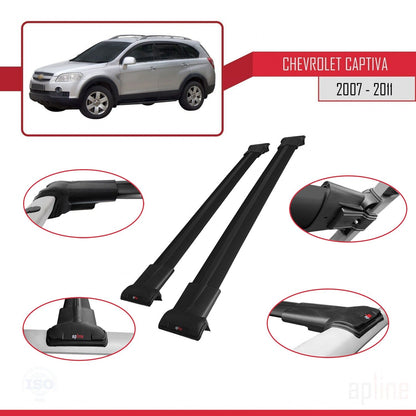 Compatibile con Chevrolet Captiva 2016-2018 modello FLY Barre portatutto per auto Portapacchi in alluminio nero 2 barre