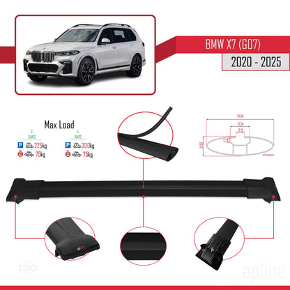 Compatibile con BMW X7 (G07) ​​2020-2025 modello FLY Barre portatutto per auto Portapacchi in alluminio nero 3 barre
