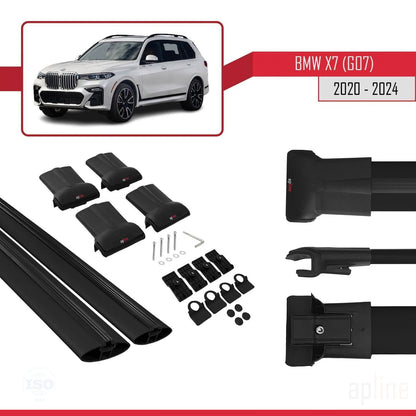 Compatibile con BMW X7 (G07) ​​2020-2025 modello FLY Barre portatutto per auto Portapacchi in alluminio nero 2 barre