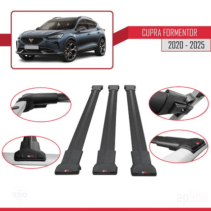 Compatibile con Cupra Formentor 2020-2025 modello FLY Barre portatutto per auto Portapacchi in alluminio nero 3 barre