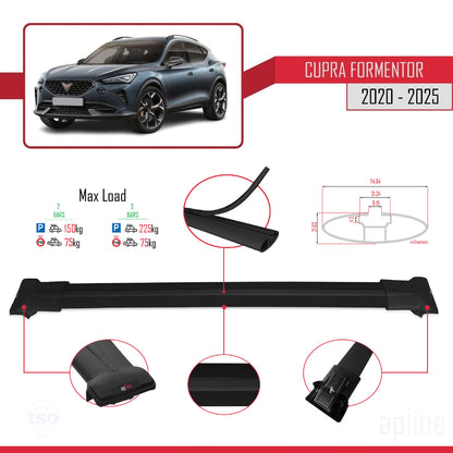 Compatibile con Cupra Formentor 2020-2025 modello FLY Barre portatutto per auto Portapacchi in alluminio nero 2 barre