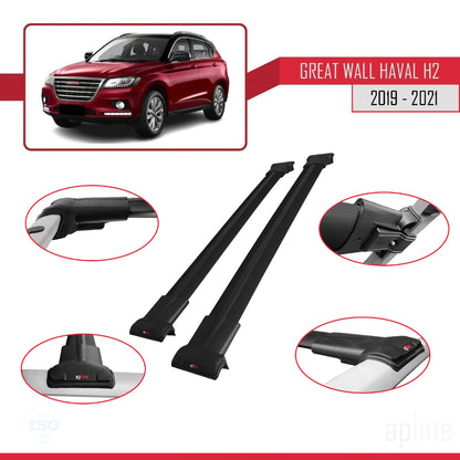 Compatibile con Great Wall Haval H2 2019-2021 modello FLY Barre portatutto per auto Portapacchi in alluminio nero 2 barre