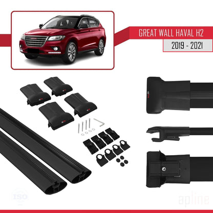 Compatibile con Great Wall Haval H2 2019-2021 modello FLY Barre portatutto per auto Portapacchi in alluminio nero 2 barre