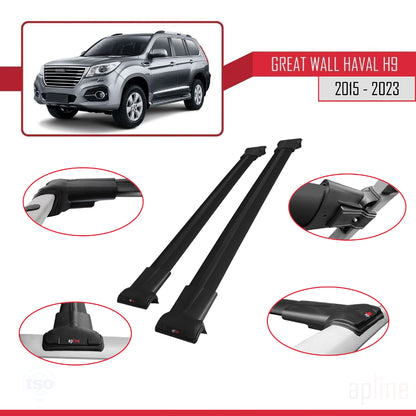 Compatibile con Great Wall Haval H9 2015-2023 modello FLY Barre portatutto per auto Portapacchi in alluminio nero 2 barre