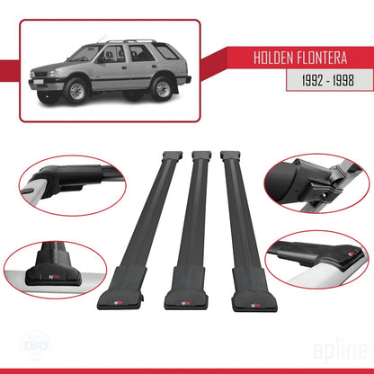 Compatibile con Holden Frontera 1992-1998 modello FLY Barre portatutto per auto Portapacchi in alluminio nero 3 barre