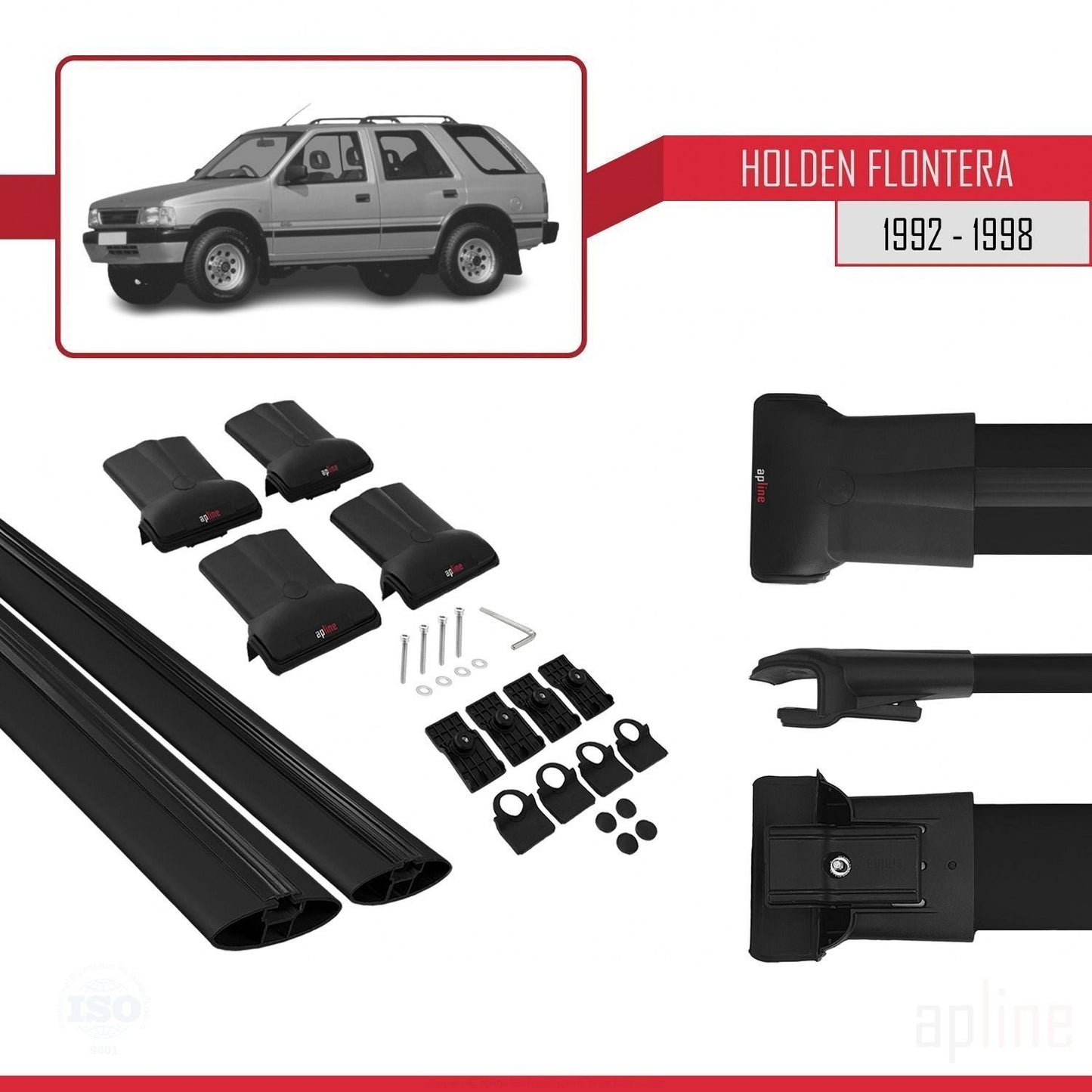 Compatibile con Holden Frontera 1992-1998 modello FLY Barre portatutto per auto Portapacchi in alluminio nero 2 barre