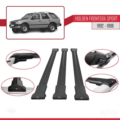 Compatibile con Holden Frontera Sport 1992-1998 modello FLY Barre portatutto per auto Portapacchi in alluminio nero 3 barre