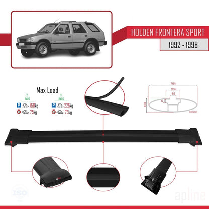 Compatibile con Holden Frontera Sport 1992-1998 modello FLY Barre portatutto per auto Portapacchi in alluminio nero 2 barre