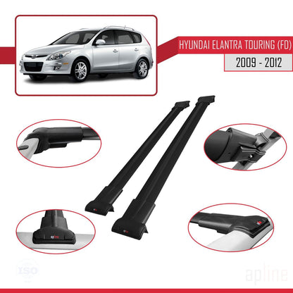 Compatibile con Hyundai Elantra Touring (FD) 2009-2012 modello FLY Barre portatutto per auto Portapacchi in alluminio nero 2 barre