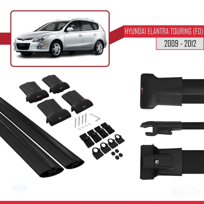 Compatibile con Hyundai Elantra Touring (FD) 2009-2012 modello FLY Barre portatutto per auto Portapacchi in alluminio nero 2 barre