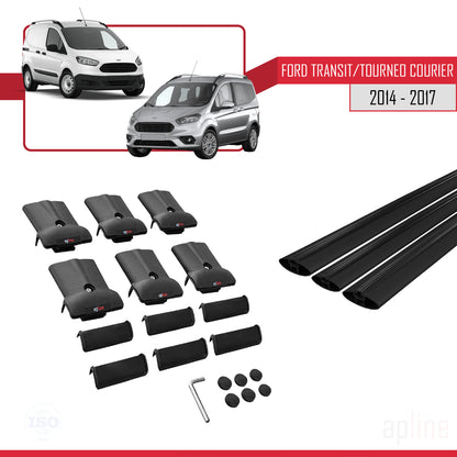 Compatibile con Ford Transit/Tourneo Courier Pre-Facelift 2014-2017 modello FLY Barre portatutto per auto Portapacchi in alluminio nero 3 barre