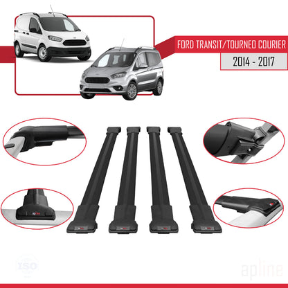 Compatibile con Ford Transit/Tourneo Courier Pre-Facelift 2014-2017 modello FLY Barre portatutto per auto Portapacchi in alluminio nero 4 barre