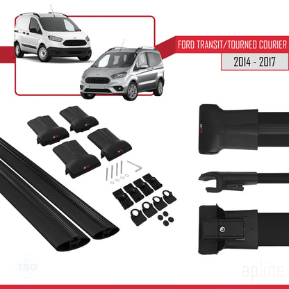Compatibile con Ford Transit/Tourneo Courier Pre-Facelift 2014-2017 modello FLY Barre portatutto per auto Portapacchi in alluminio nero 2 barre