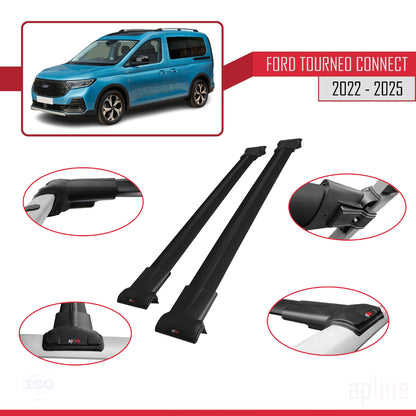 Compatibile con Ford Transit/Tourneo Connect 3 2022-2025 modello FLY Barre portatutto per auto Portapacchi in alluminio nero 2 barre