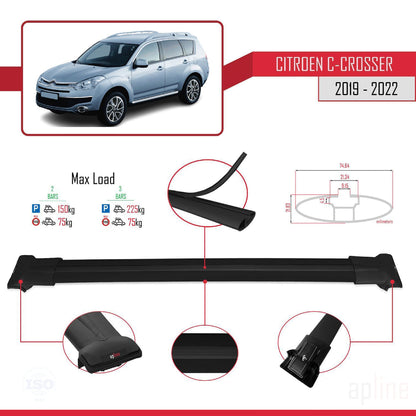 Compatibile con Citroen Berlingo 3 (K9) 2019-2022 modello FLY Barre portatutto per auto Portapacchi in alluminio nero 2 barre