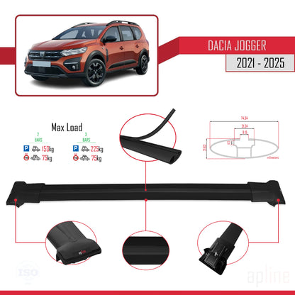 Compatibile con Dacia Jogger 2021-2025 modello FLY Barre portatutto per auto Portapacchi in alluminio nero 2 barre